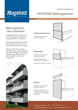 En bild påTeknisk information balkongskärmar